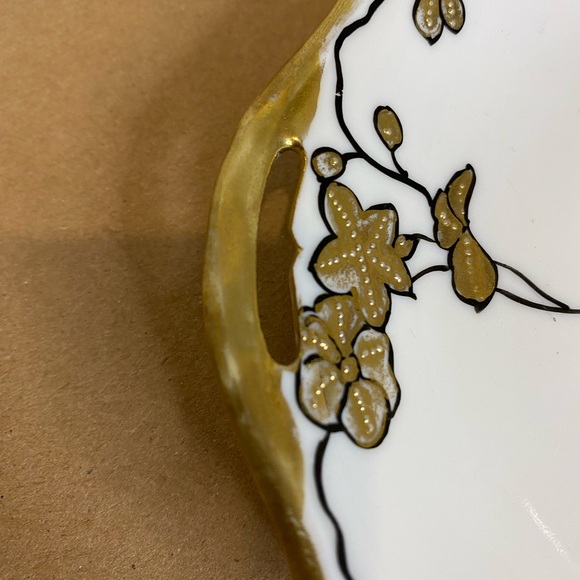 Vtg Nippon Hand Painted Small Bowl Saucer and Dessert Plate Gold Blue Birds - Picture 12 of 13